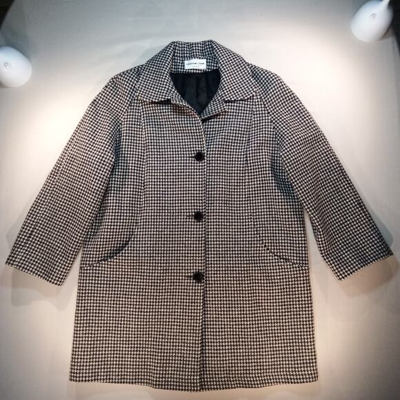 Preston & York 100% Wool Houndstooth Coat Women’s 14 Made in USA - Picture 1 of 7